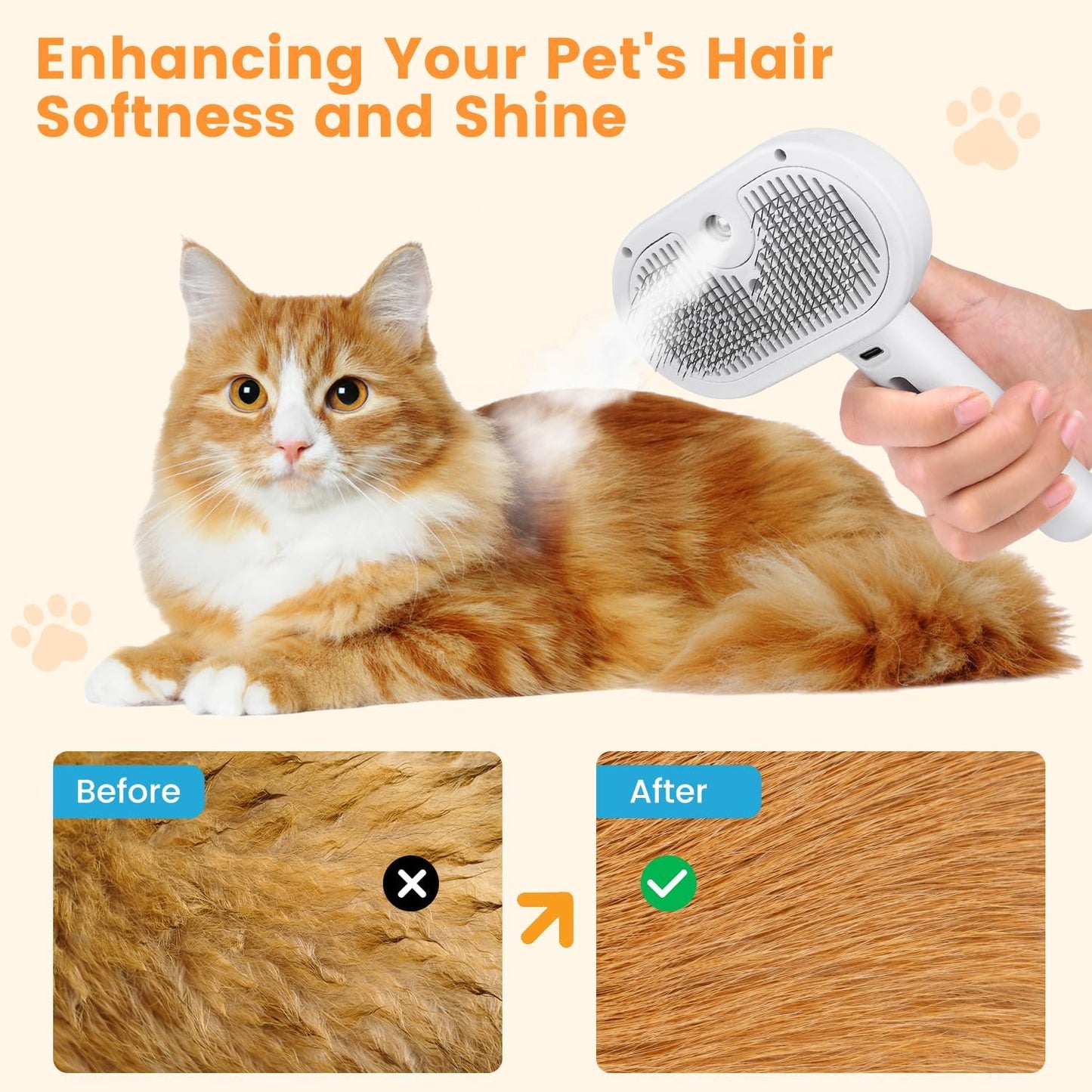 Cat Steam Brush, Pet Steam Brush