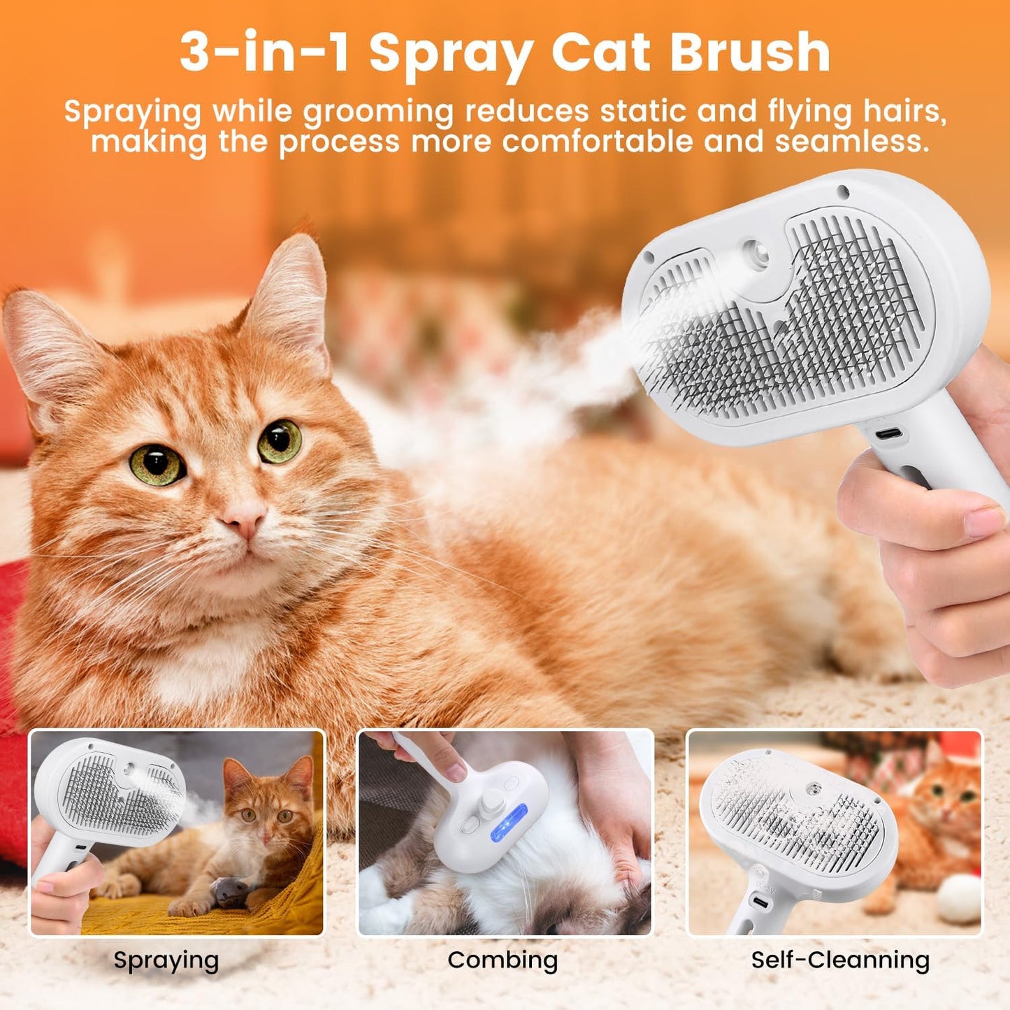 Cat Steam Brush, Pet Steam Brush